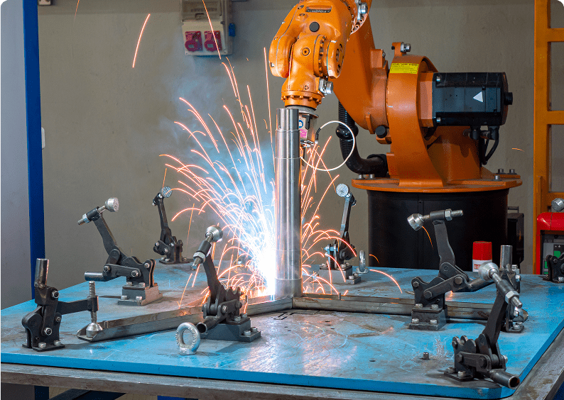Automated welding process with sparks